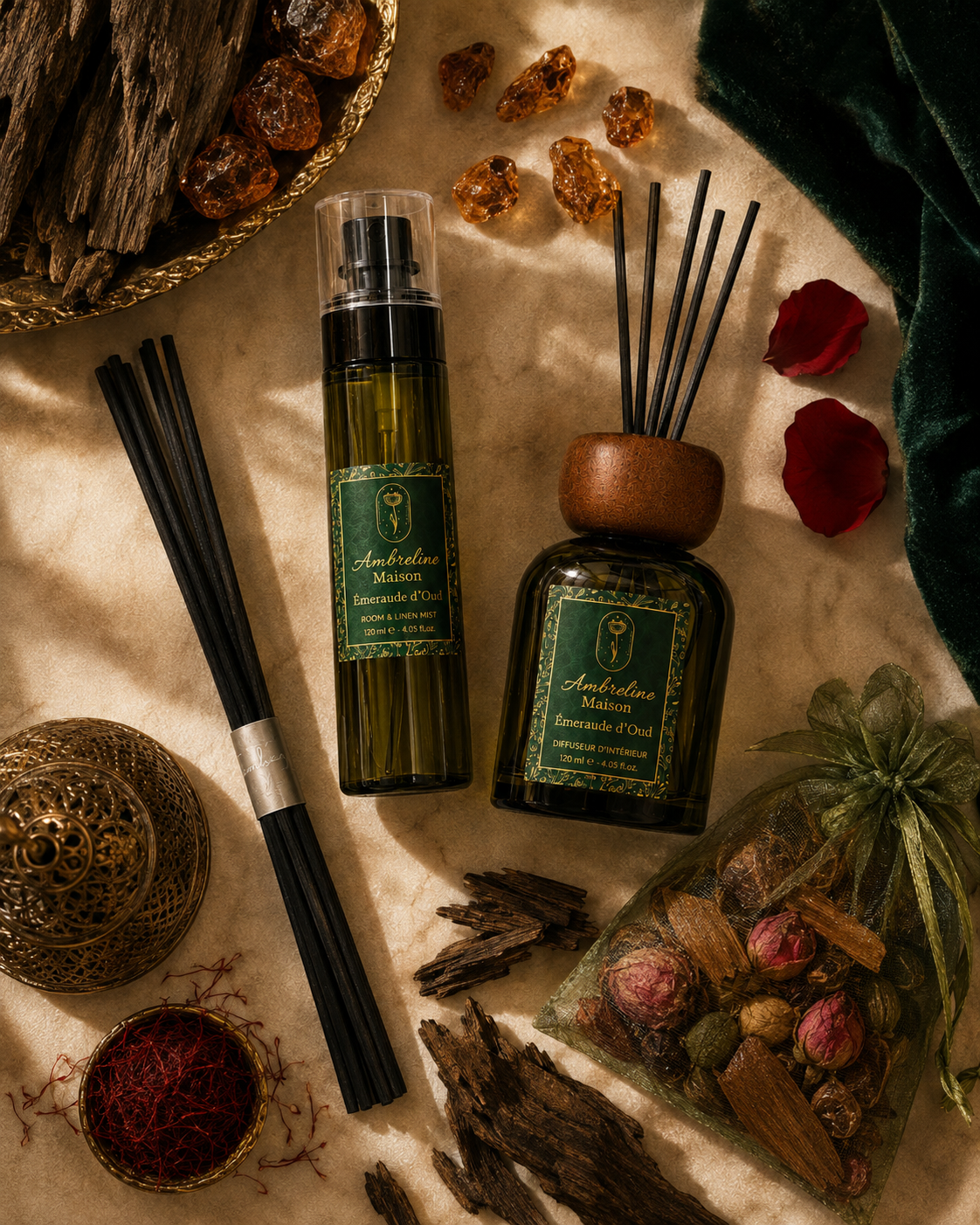 Pack Diffuseur & Vaporisateur Interieur  - Émeraude d’Oud