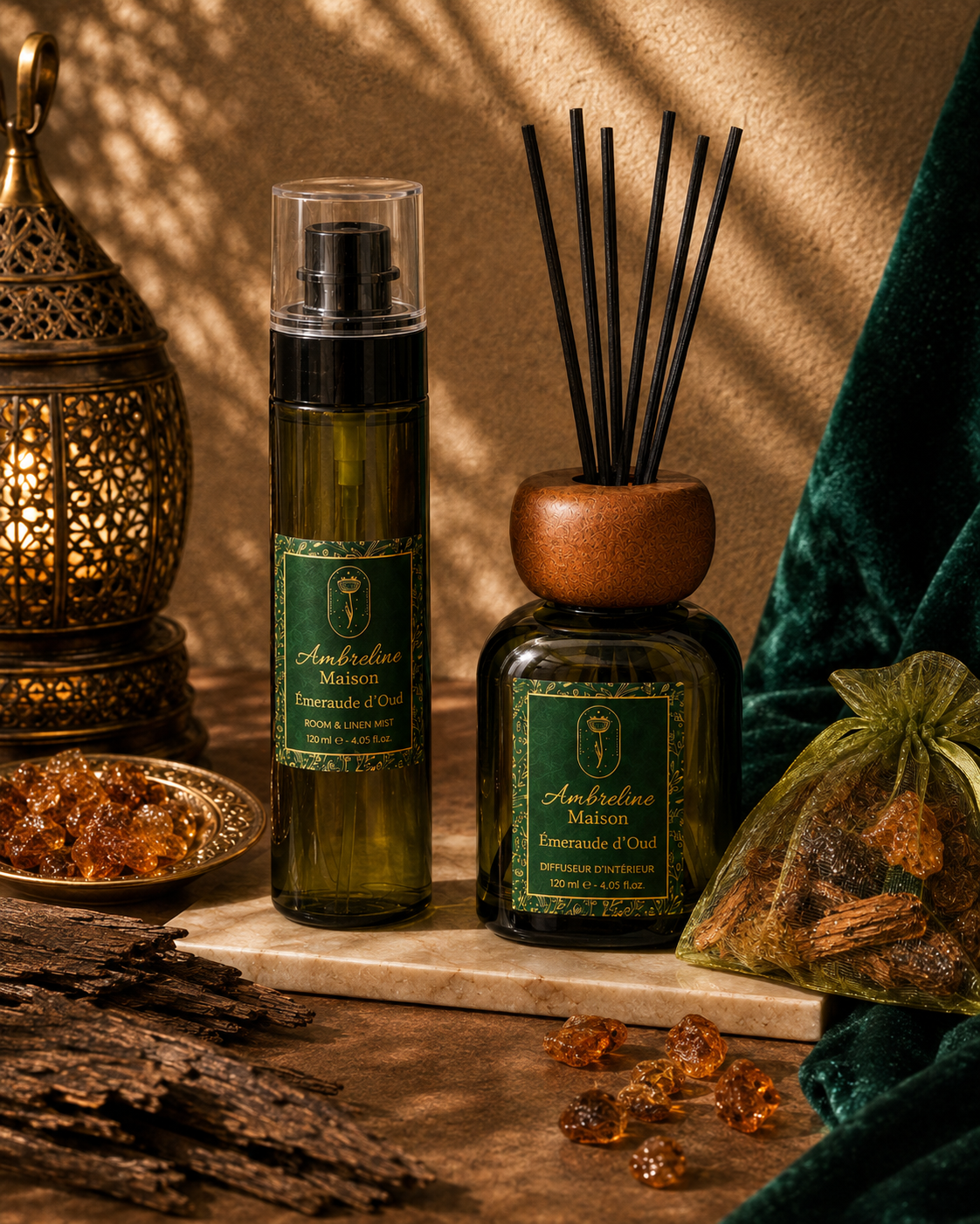 Pack Diffuseur & Vaporisateur Interieur  - Émeraude d’Oud